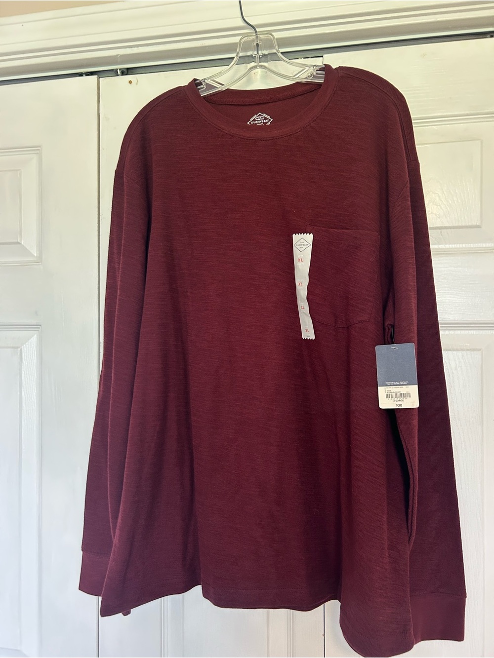 St. John's Bay Men's Long-Sleeve Crewneck Pocket Shirt - Burgundy